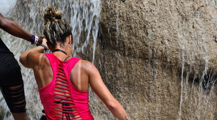 18 Best Popular Tropical Waterfalls in The Caribbean to Visit on Vacation Visiting Jamaica for Catamaran cruise - boat trip to Dunn's River Falls Ocho Rios